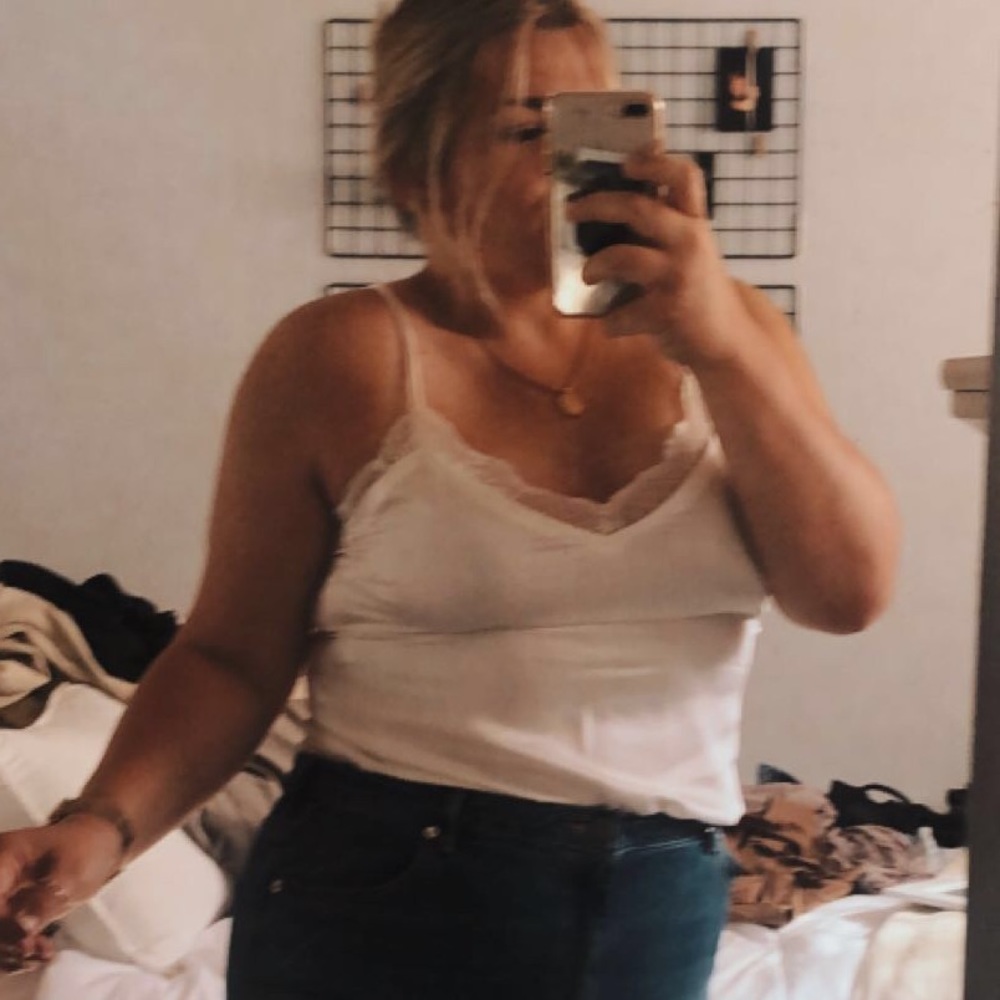 White satin lace tank